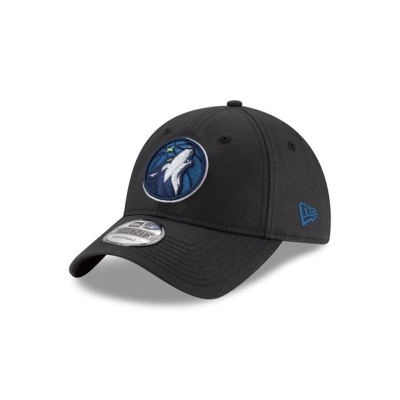 Black Minnesota Timberwolves Hat - New Era NBA Waxed Canvas 9TWENTY Adjustable Caps USA7041526